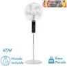 VENTILADOR DE PIE RODIUM BLANCO 3VEL 45W REGX43X40cm OSCILANTE 5 ASP.TACTIL C/REMOTO Y TEMPORIZADOR