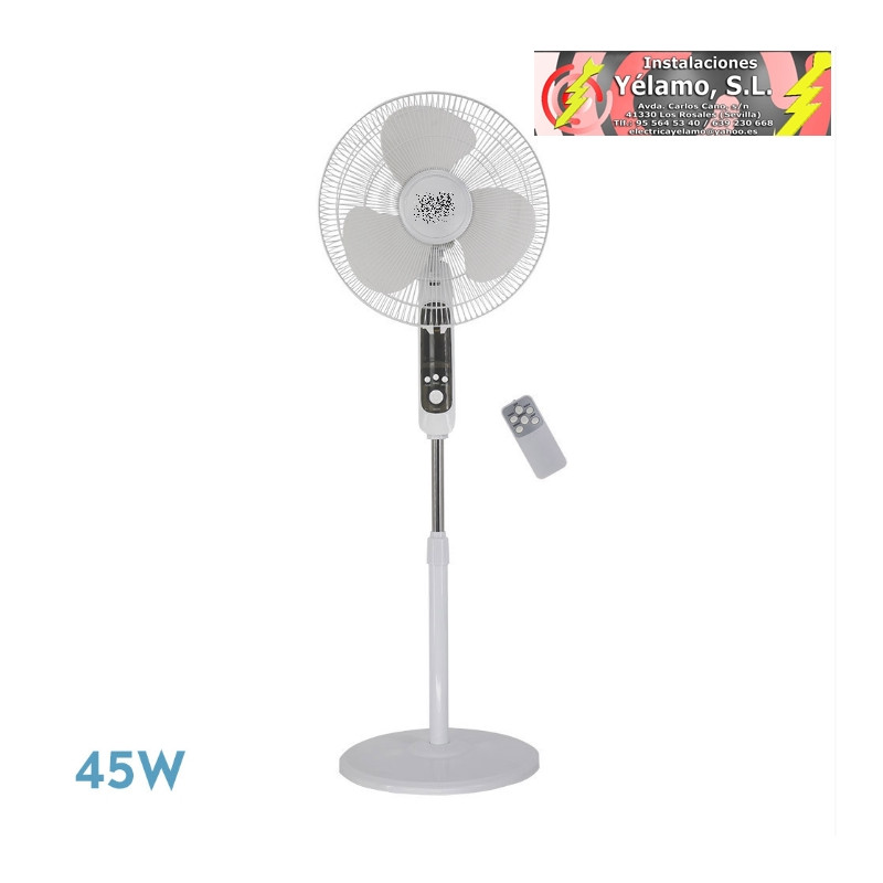 VENTILADOR DE PIE CALMA BL.3 VEL. 45W.3 ASPAS 43 D C/ REMOTO. TEMPORIZADOR 0,5-7,5h
