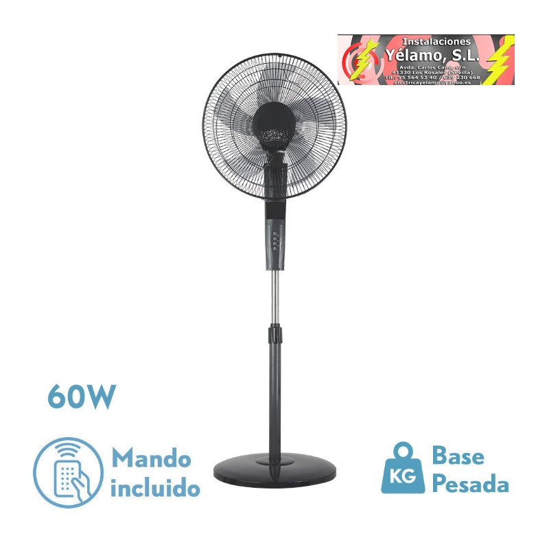 VENTILADOR DE PIE RAYO GRIS/NEGRO 3 VEL.60W.5ASP 43D C/ REMOTO Y TEMPORIZADOR 0,5h-7,5h