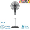 VENTILADOR DE PIE RAYO GRIS/NEGRO 3 VEL.60W.5ASP 43D C/ REMOTO Y TEMPORIZADOR 0,5h-7,5h