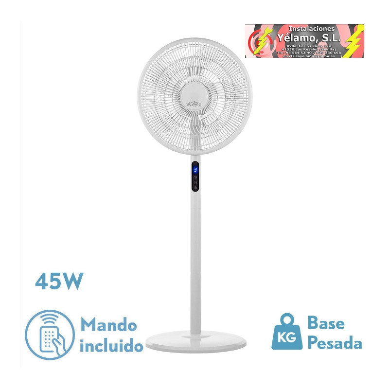 VENTILADOR DE PIE ICONO BLANC 3VEL 45W 119X44X40 cm OSCILANTE 5ASP.C/ REMOTO, TEMPORIZADOR