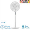 VENTILADOR DE PIE ICONO BLANC 3VEL 45W 119X44X40 cm OSCILANTE 5ASP.C/ REMOTO, TEMPORIZADOR