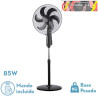 VENTILADOR DE PIE TOLON NEGRO 3 VEL.85W 6ASPAS REMOTO TEMPORIZADOR 3 MODOS DE AIRE REGX50X43 cm