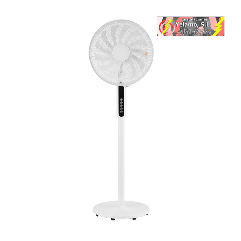 VENTILADOR DE PIE TORBELLINO BLANCO 3VELOCIDADES 60W 13ASPAS REGX41X41 DISPLAY OSCILANTE,REMOTO,TEMPORIZADOR