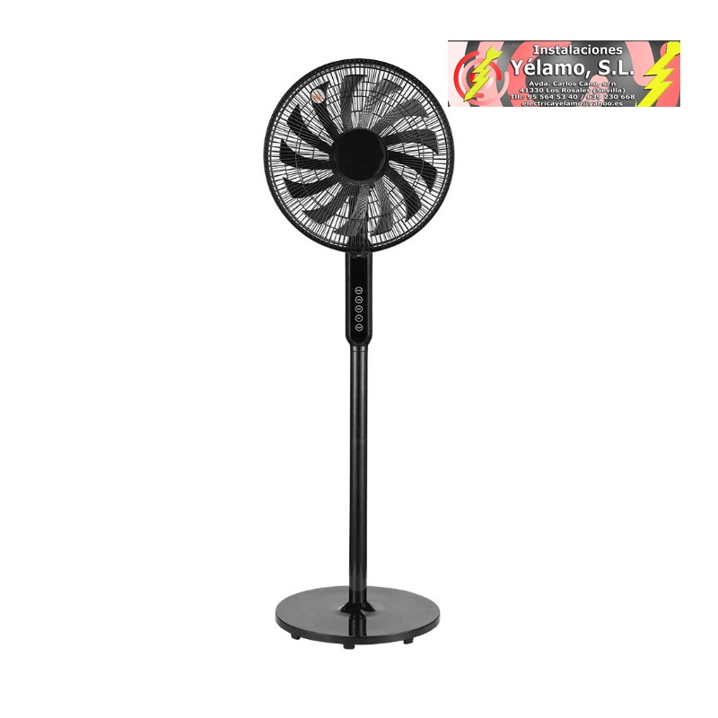 VENTILADOR DE PIE TORBELLINO NEGRO 3VELOCIDADES 60W 13ASPAS REGX41X41 DISPLAY OSCILANTE, REMOTO, TEMPORIZADOR