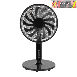 VENTILADOR DE PIE TORBELLINO NEGRO 3VELOCIDADES 60W 13ASPAS REGX41X41 DISPLAY OSCILANTE, REMOTO, TEMPORIZADOR