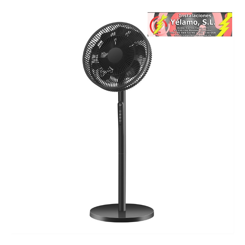 VENTILADOR DE PIE AZOR NEGRO 3VELOCIDADES 60W 70/100X35X35cm OSCILANTE C/REMOTO Y TEMPORIZADOR