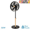 VENTILADOR DE PIE FALCON NEGRO/HAYA 3VEL.50W.5ASPAS OSCILANTE Y ROTATORIO REGX45X37cm