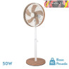 VENTILADOR DE PIE ALCAÑIZ BLANCO/HAYA 3VEL.50W.5ASPAS OCSILANTE Y ROTATORIO REGX45X37cm