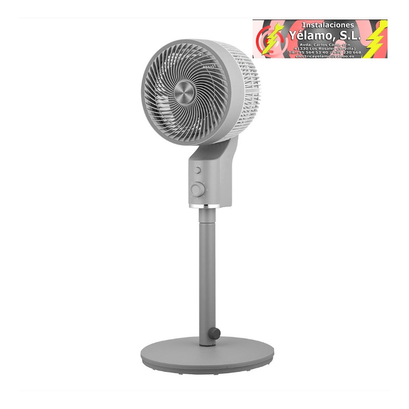 VENTILADOR DE PIE TALAMO GRIS/CROMO 50W 3VEL REGX33X33cm OSCILANTE FIJO Y ROTATORIO