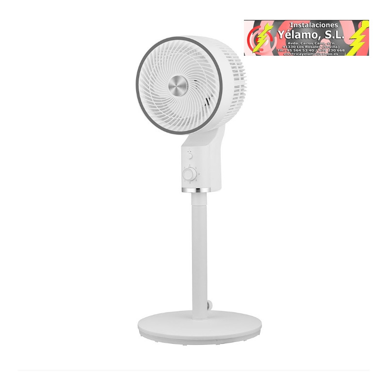 VENTILADOR DE PIE TALAMO BLANCO/CROMO 50W 3VEL REGX33X33cm OSCILANTE FIJO Y ROTATORIO