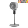 VENTILADOR DE PIE PERSA GRIS/CROMO 50W 3VEL REGX33X33cm OSCILANTE, DISPLAY, REMOTO Y TEMPORIZADOR