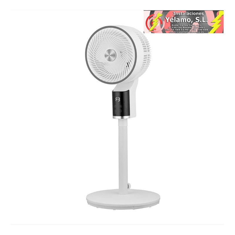 VENTILADOR DE PIE PERSA BLANCO/CROMO 50W 3VEL REGX33X33cm OSCILANTE, DISPLAY, REMOTO Y TEMPORIZADOR