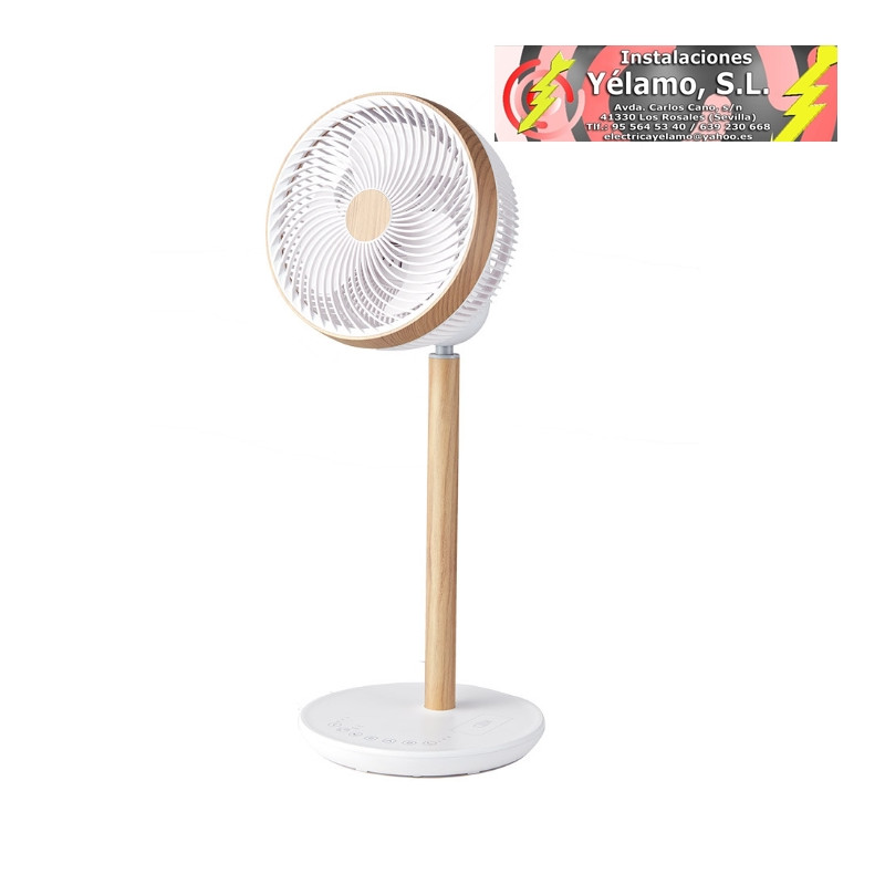 VENTILADOR DE PIE COLIBRI BLANCO/MADERA 25W 12VEL 70X28,5X28,5cm 3ASP MOTOR DC C/REMOTO Y TEMPORIZADOR