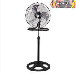 VENTILADOR 3 EN 1 RECIO NEGRO 50 D 3 VEL. 70W 3 ASPAS ALUMINIO EN PLATA OSCILANTE