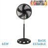 VENTILADOR DE PIE AGUDO NEGRO 3 VEL. 65W 5 ASPAS OSCILANTE Y ROTATORIO REGX50X50cm