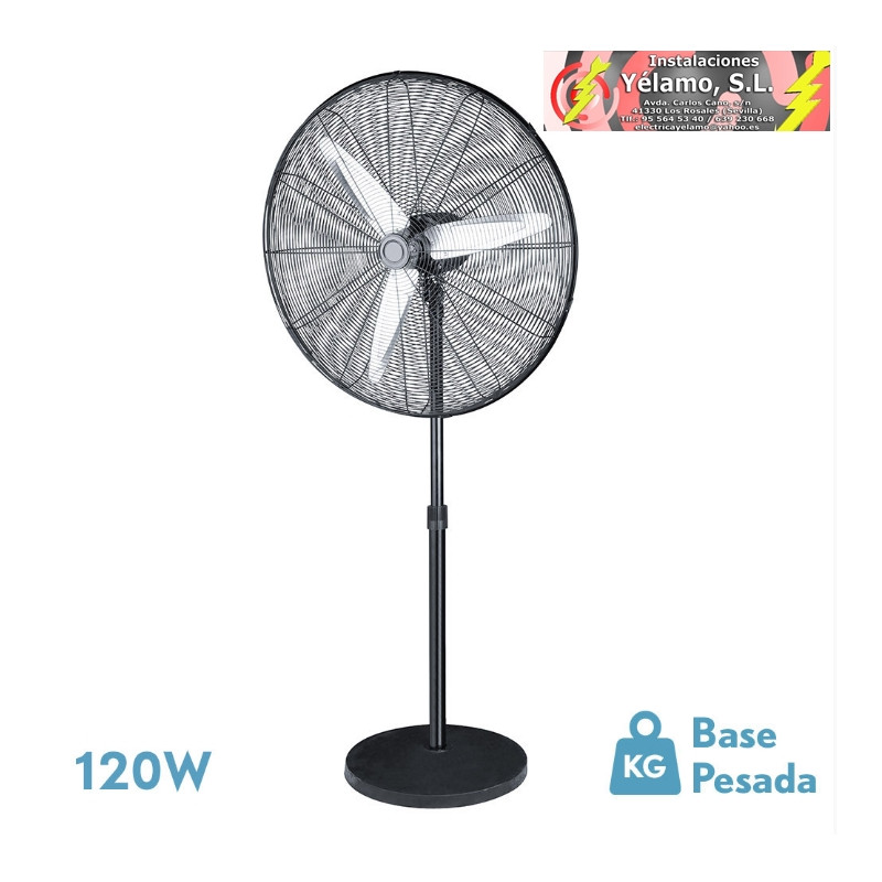 VENTILADOR DE PIE ALARCON 120W NEGRO 3VEL 55D 3ASP ALUMINIO PLATA ORIENTABLE Y OSCILANTE