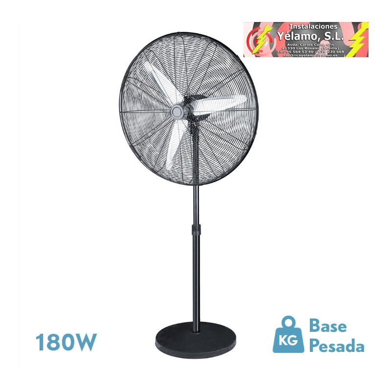 VENTILADOR DE PIE ALARCON 180W NEGRO 3VEL 65D 3ASP ALUMINIO PLATA ORIENTABLE Y OSCILANTE