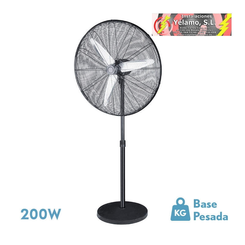 VENTILADOR DE PIE ALARCON 200W NEGRO 3VEL 80D 3ASP.ALUMINIO PLATA ORIENTABLE Y OSCILANTE