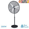 VENTILADOR DE PIE ALARCON 200W NEGRO 3VEL 80D 3ASP.ALUMINIO PLATA ORIENTABLE Y OSCILANTE