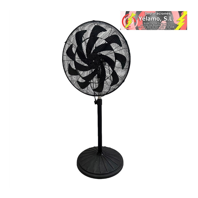 VENTILADOR PIE INDUSTRIAL CENTURION NEGRO 1 VELOCIDAD 300W 16 ASPAS FIJO Y ROTATORIO OSCILANTE REGX65X59cm