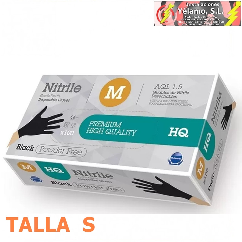 GUANTES NITRILO COLOR NEGRO TALLA S