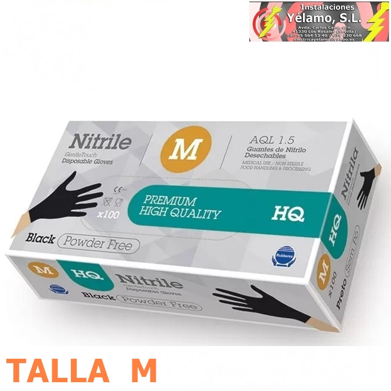 GUANTES NITRILO COLOR NEGRO TALLA M