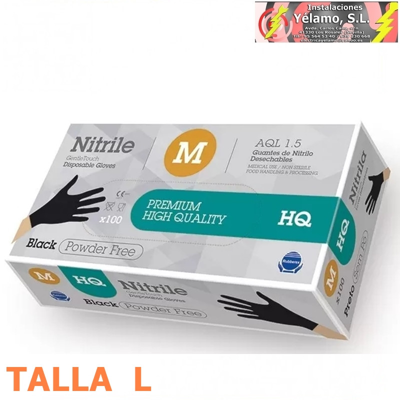 GUANTES NITRILO COLOR NEGRO TALLA L
