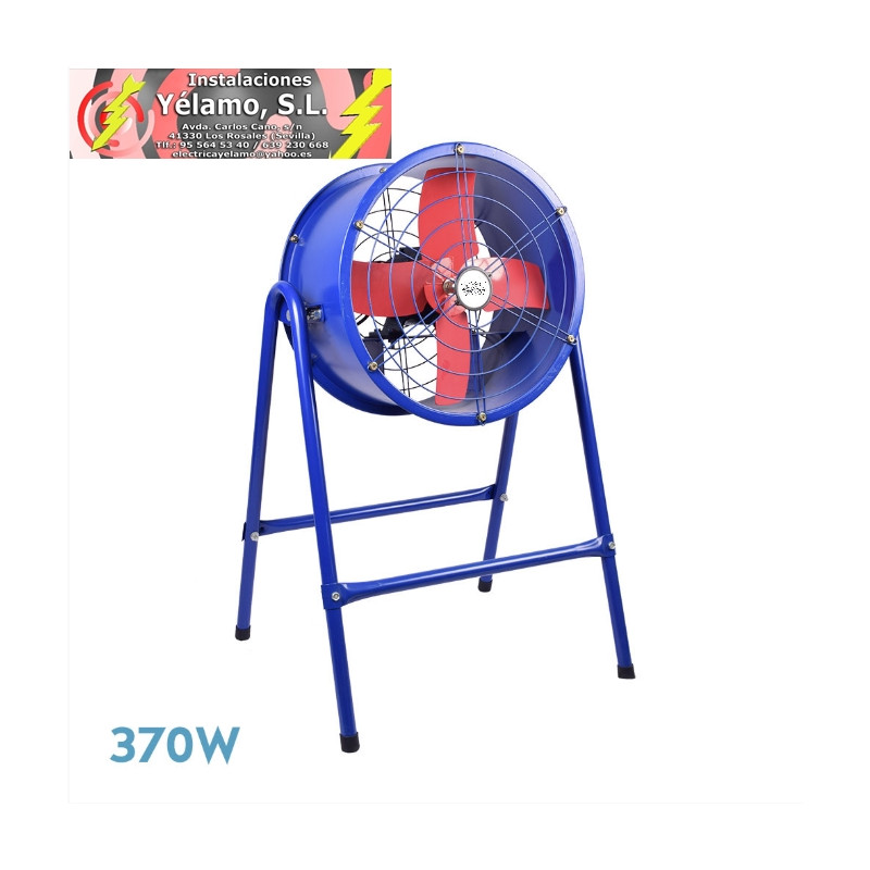 VENTILADOR INDUSTRIAL TORRENTE AZUL/ROJO 370W 1 VELOCIDAD, 4 ASPAS, CON SOPORTE 98X48X27cm