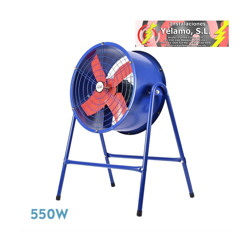 VENTILADOR INDUSTRIAL TORRENTE AZUL/ROJO 550W 1 VELOCIDAD, 4 ASPAS, CON SOPORTE 103X58X27cm