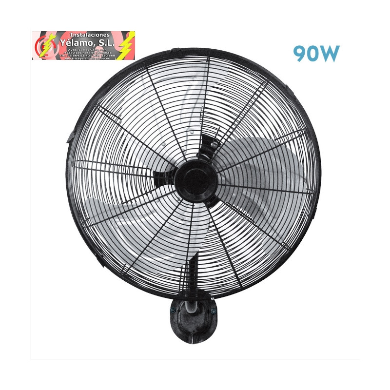VENTILADOR PARED ARRECIFE 90W NEGRO/PLATA 45D 3 VELOCIDADES ORIENTABLE Y OSCILANTE