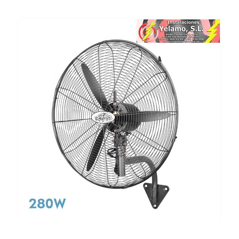 VENTILADOR PARED INDUSTRIAL BORRASCA NEGRO 3 VELOCIDADES 280W 3 ASPAS, FIJO Y ROTATORIO90X81X30cm