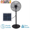 VENTILADOR DE PIE SOLAR RIALTO NEGRO 30W, 3 VELOCIDADES, 5 ASPAS, PUERTO USB, BATERIA LITIO 112X41X38cm