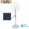 VENTILADOR DE PIE SOLAR FRONTERA BLANCO 20W, 3 VELOCIDADES, 5 ASPAS, FIJO Y ROTATORIO, BATERIA LITIO REGX43X38cm