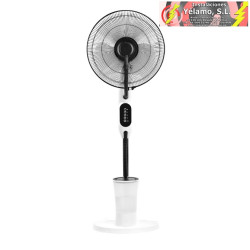 VENTILADOR HUMIDIFICADOR PIE ICEBERG BLANCO/NEGRO 80W, 3 VELOCIDADES, 3 ASPAS, NEBULIZADOR 125X43X38cm TANQUE AGUA 2,8L