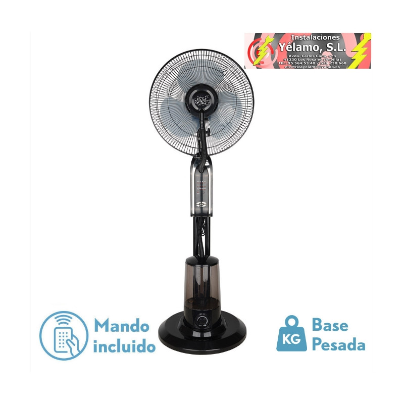 VENTILADOR DE PIE TROMBA NEGRO 3 VELOCIDADES 80W NEBULIZADOR, TANQUE DE AGUA 3L, CONTROL REMOTO Y TEMPORIZADOR 120X45X40 cm