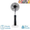 VENTILADOR DE PIE CORVO BLANCO/NEGRO, 3 VEL. 75W. 5 ASP. NEBULIZADOR 125X43X40cm REMOTO Y TEMPORIZADOR, TANQUE DE AGUA 2L