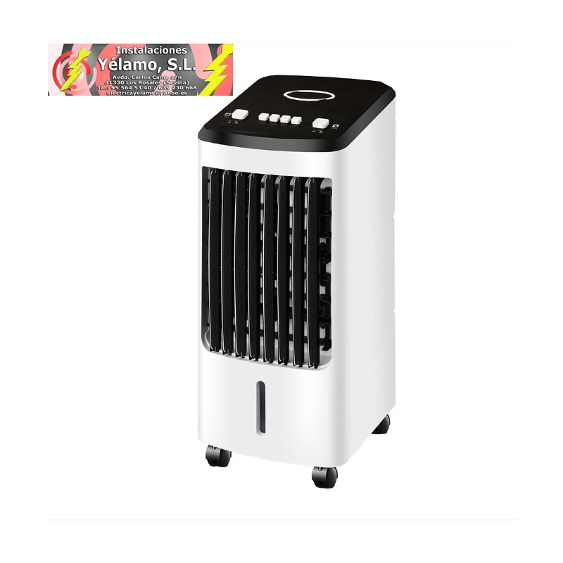 CLIMATIZADOR EVAPORATIVO IMPAÑA BLANCO/NEGRO 80W 3VEL 4LITROS OSCILANTE, PORTATIL C/ACUMULADOR DE FRIO 57X26,5X23