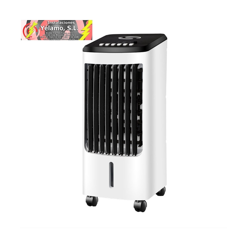 CLIMATIZADOR EVAPORATIVO IMPERIO BLANCO/NEGRO 80W 3VEL 4LITROS OSCILANTE, C/ACUMULADOR DE FRIO, REMOTO Y TEMPORIZADOR 57X26,5X23