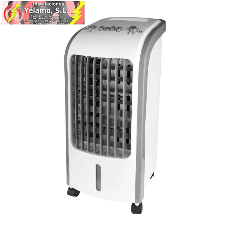 CLIMATIZADOR EVAPORATIVO VENTISCA BLANCO 80W 3 VELOCIDADES, 4 LITROS, OSCILANTE, PORTATIL, CON ACUMULADOR DE FRIO 57X26X24cm