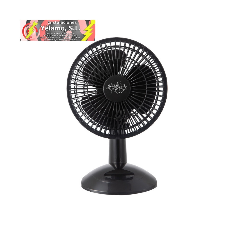 VENTILADOR SOBREMESA PIZARRO PEQUEÑO NEGRO 2 VELOCIDADES 25W ORIENTABLE FIJO Y ROTATORIO 36X27X17cm