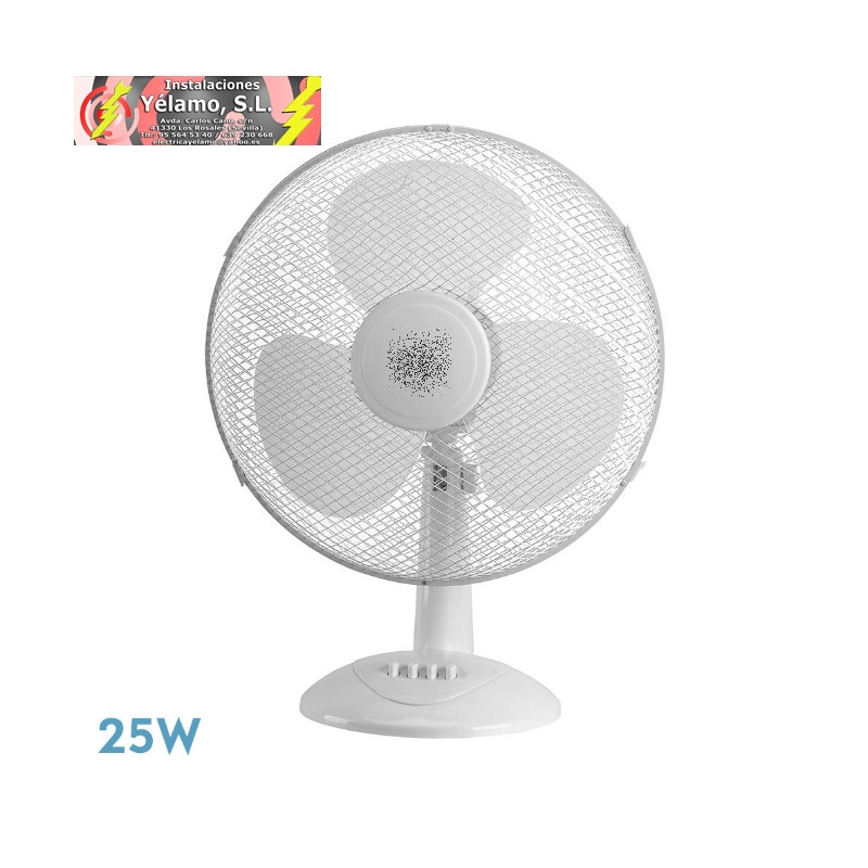 VENTILADOR SOBREMESA CAPE PEQUEÑO BLANCO 2 VELOCIDADES 25W OSCILANTE 3 ASPAS BLANCAS 35,5XC27X17cm