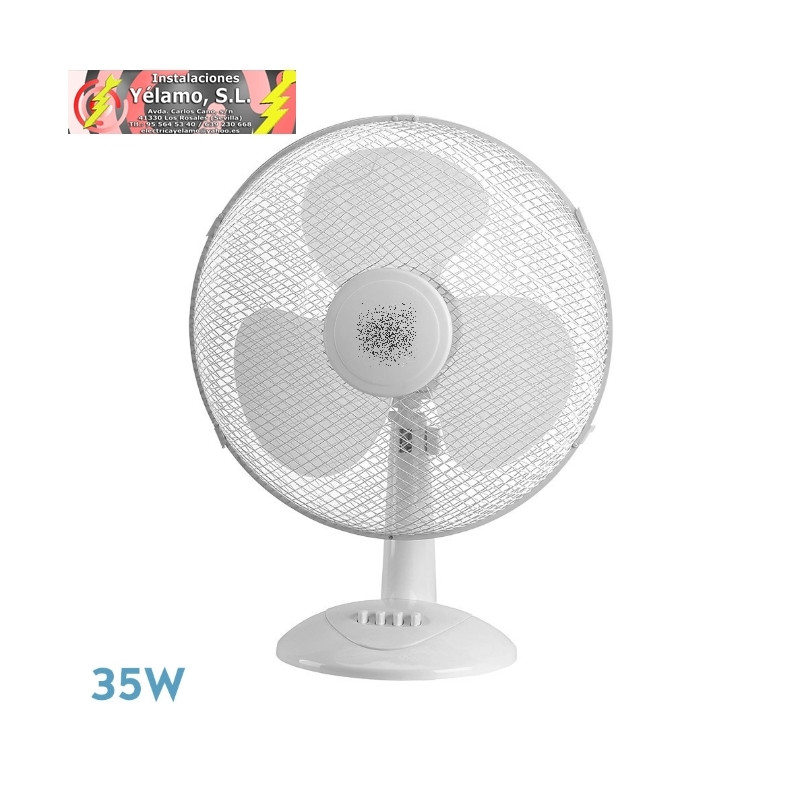 VENTILADOR SOBREMESA CAPE MEDIANO BLANCO 3 VELOCIDADES 35W OSCILANTE 3 ASPAS BLANCAS 47,5X34X20cm