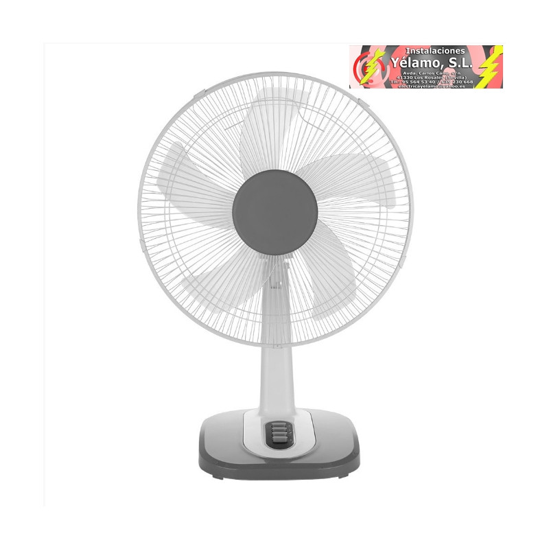 VENTILADOR SOBREMESA ARROYO PEQUEÑO BLANCO/GRIS 3 VELOCIDADES 40W 5 ASPAS OSCILANTE Y ROTATORIO 55X34X26cm