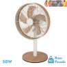 VENTILADOR SOBREMESA ALCAÑIZ BLANCO/HAYA 3 VELOCIDADES 45W 5 ASPAS OSCILANTE Y ROTATORIO 59X35X28cm