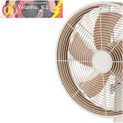 VENTILADOR SOBREMESA ALCAÑIZ BLANCO/HAYA 3 VELOCIDADES 45W 5 ASPAS OSCILANTE Y ROTATORIO 59X35X28cm