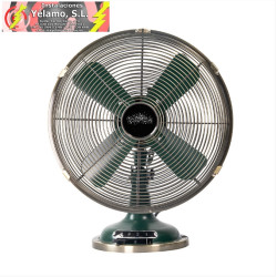 VENTILADOR SOBREMESA CAPITOLIO OLIVA/CUERO 37W 3 VELOCIDADES 4 ASPAS FIJO Y ROTATORIO 42X35X27cm