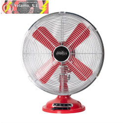 VENTILADOR SOBREMESA CAPITOLIO ROJO/CROMO 37W 3 VELOCIDADES 4 ASPAS FIJO Y ROTATORIO 42X35X27cm