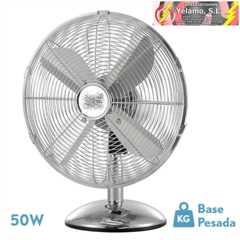 VENTILADOR SOBREMESA PALI CROMO 50W 3 VELOCIDADES 43D OSCILANTE