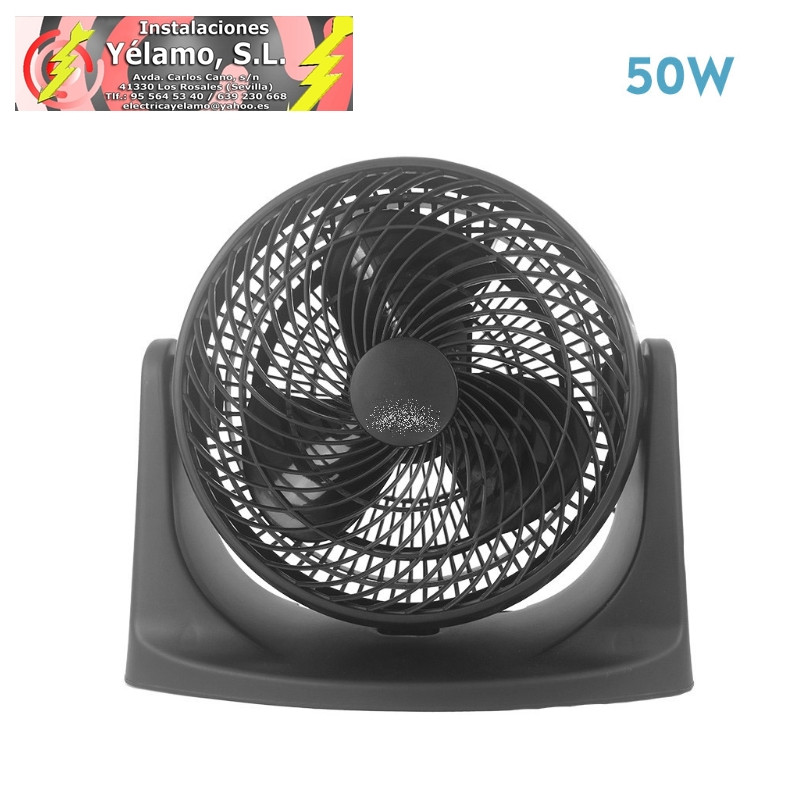VENTILADOR SOBREMESA BALBOA NEGRO 3 VELOCIDADES 50W 3 ASPAS 26X28,5X26cm